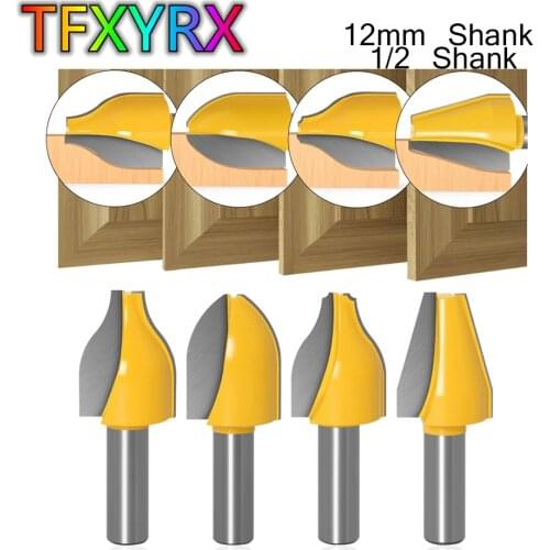 1pc/4pcs 12mm 1/2 Inch Shank Vertical Raised Panel Router Bit Set Tenon Cutters for Wood Door Woodworking Drill Tools