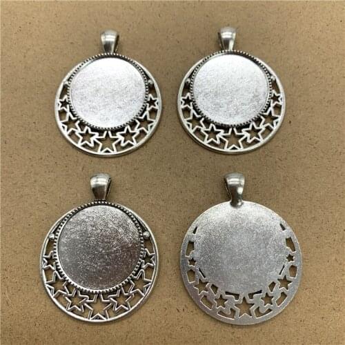 2Pcs 25mm Alloy Cabochon Settings Glass Cabochon Metal Cameo Base Setting For Jewelry Making Pendant Bracelet Accessory YXT029