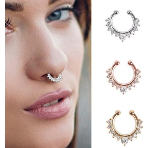 2021 New Fashion Nose Ring Reusable Alloy Fake Magnetic False Nose Ring Horseshoes Non Piercing Hoop Jewelry For Party Bar