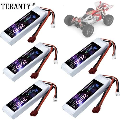1/2/3/4/5PCS Original 7.4 V 2600mAh Lipo battery T Plug for Wltoys 1/14 144001 RC car boat Lipo battery for Wltoys 144001 car