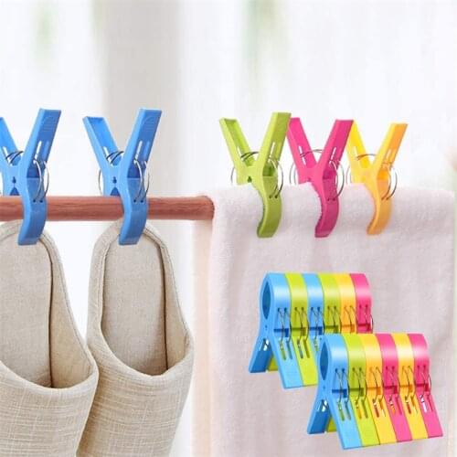 Plastic Hanger Clips Windproof Laundry Clothes Beach Towel Pins Spring Clamp Large Clips Sunbed Sheet Drying Clothes Accessories