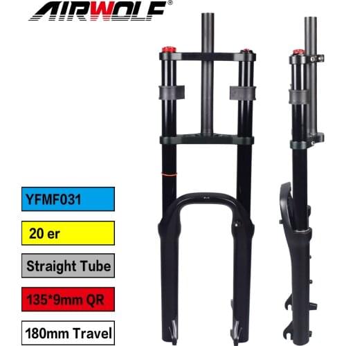 AIRWOLF Suspension Mtb Fat Fork 20er Mountain Bicycle Forks Alloy Manual Lockout Disc Rotor 160mm 20 inch Fork Fat Bike Fork