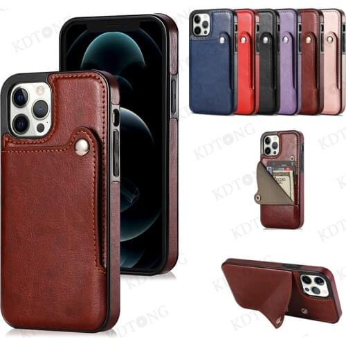 Luxury Fashion Leather Case For iPhone 12 11 XS Pro Max Mini X XR 8 7 6 5 S Plus SE 2020 With Card Slot Bracket Phone Case Capa