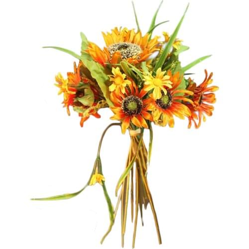 Silk Flower Artificial Plant Wreath Simulation Sunflower Fake Flowers Party Handmade Holiday Wedding Garden Home Decoration