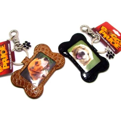 DOGGY PRIDE animal pets dogs cats PU leather photo holder alloy lobster clasp claw closure key chain 1200pcs lot new free shippi