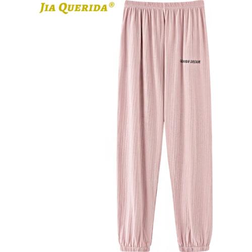 Sports Style New Sleep Bottom Fashion Style Long Pants Sleeping Bottoms Pink Cotton Letter Printing Solid Woman Pajamas Pants