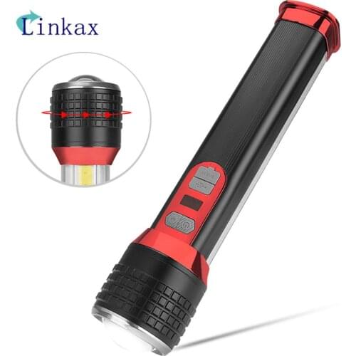 P50 COB LED Flashlight Torch USB Rechargeable LED Work Light Adjustable Zoom Focus For Outdoor Camping Car Repair Lamp