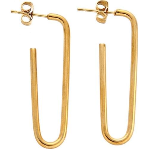 Stainless Steel Paper Clip Earrings U-Shaped Pierced Earrings Hip Hop Jewelry
