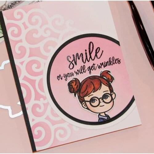 Smiling Sweet Girls Metal Cutting Dies And Coordinating Stamps For Scrapbooking Craft Die Cut Card Making Embossing Stencil