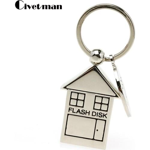 Lovely House Model USB Flash Drive Full Silver Smart Pendrive 4GB 8GB 16GB 32GB 64GB 128GB Pen Drive Flash Memory Disk
