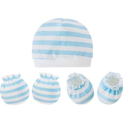 24BE Newborn Mittens Socks Beanies Kit Baby Soft Cotton Gloves Hat Foot Cover Set Infants Shower Gifts