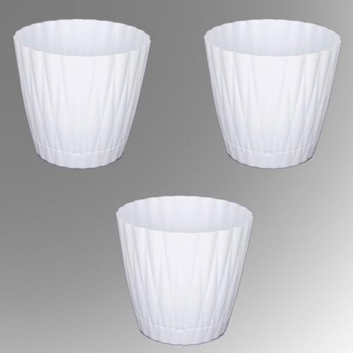 Veramaya 3 Pcs Plastic Oyster Flowerpot No:4 White 5,5 Liter 22x20 Cm