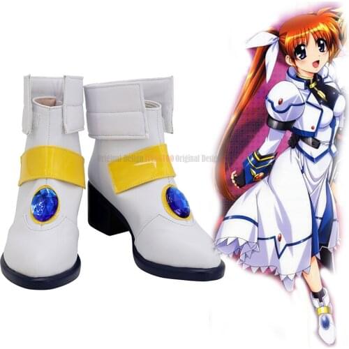 Magical Girl Lyrical Nanoha Nanoha Takamachi Cosplay Boots White Shoes Custom Made Any Size