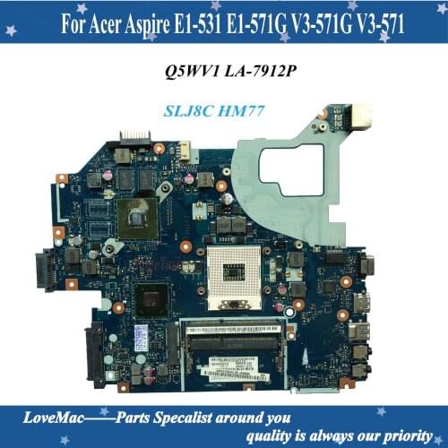 High quality NBM6B11001 For Acer Aspire E1-531 E1-571G V3-571G V3-571 Laptop motherboard Q5WVH LA-7912P SLJ8C HM77 100% tested