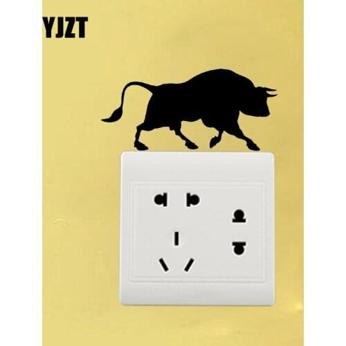YJZT Creative Wall Switch Sticker Decal Home Decor Cattle Animal 17SS0008