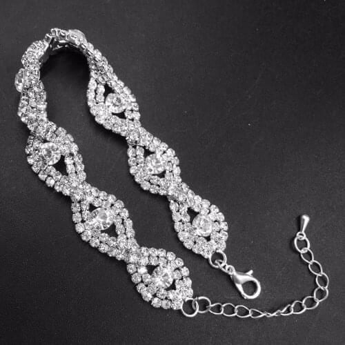 DollyBling Crystal Bracelets For Women Femme Silver Plated Charm Bracelets Bangles With rhineStones 2017 (bra-015)