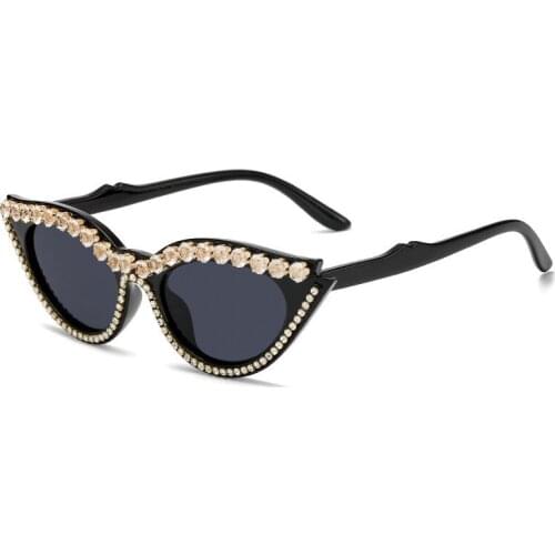 Personality Cat Eye Diamond Sunglasses Women Luxury Crystal Sun Glasses UV400 Female Rhinestone Eyewear