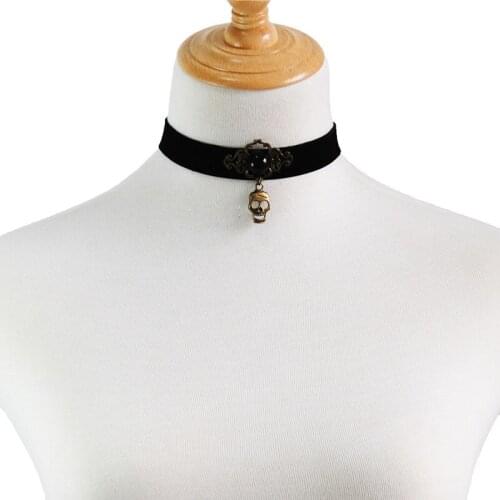 Handmade Choker Necklace & Skull Pendant Vintage Women Accessories Gothic Jewelry False Collar Statement Necklaces