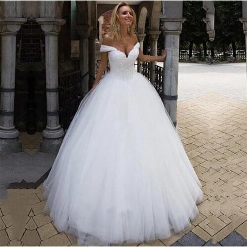 Sweetheart Off Shoulder Short Sleeve Lace-Up Applique A-Line Simple Plain Wedding Dress Bride Gown Vestidos De Novia robe mariée