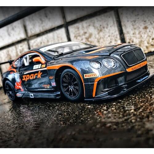 1:24 Bentley Continental GT3 Le Mans Free Wheeling High Light Sport Racing Car Model Toy Diecast Metal Alloy Miniature Replica