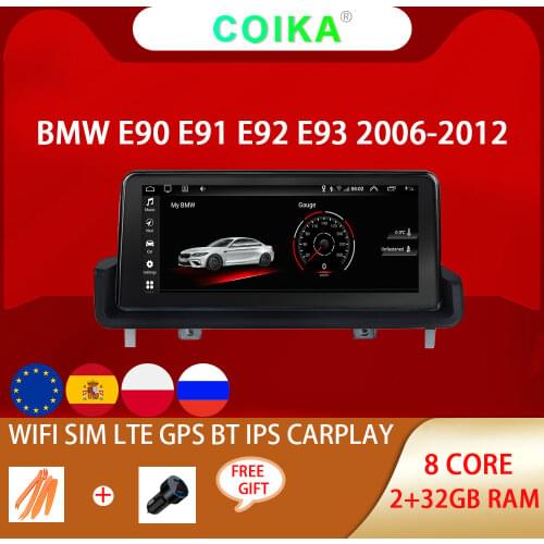 10.25" Idrive WIFI Carplay Car GPS Navi Radio For BMW E90 E91 E92 E93 2005-2012 Google BT 2+32G RAM IPS Touch Screen Android 10