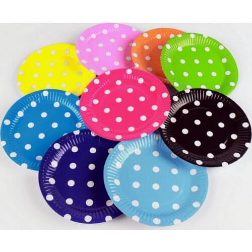20pcs/lot 7inch Polka Dot Dishes Paper Plates For Disposable Party Tableware
