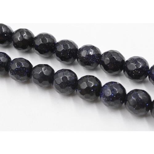 Wholesale faceted Blue Sand Stone Round Loose Beads For Jewelry Making 15.5 inches Pick Size 4/6/8/10/12 mm Diy Bracelet