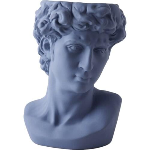 European Ceramic Art Portrait David Sculpture Succulent Green Dill Head Ceramic Flower Pot Half Body Vases Flowers Home Decor