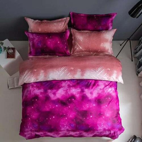 Rose Red Starry Sky Pattern Bedding Set, 200× 220 Duvet Cover Set With Pillowcase, 229× 260 Duvet Cover