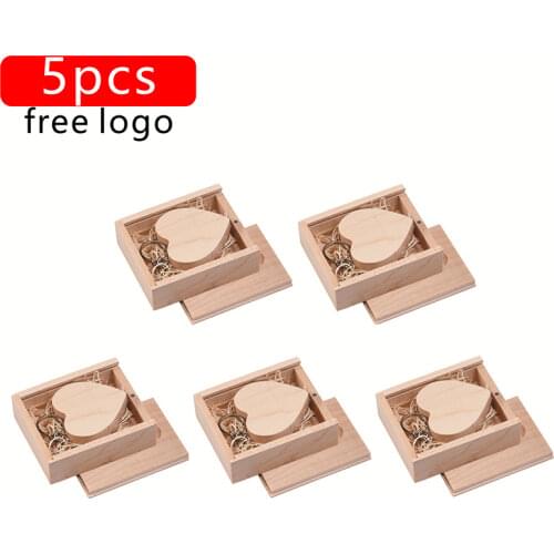 JASTER 5pcs/lot wooden Heart USB + BOX USB Flash Drive Pendrive 64GB 32GB 16GB 8GB U Disk photography wedding gifts