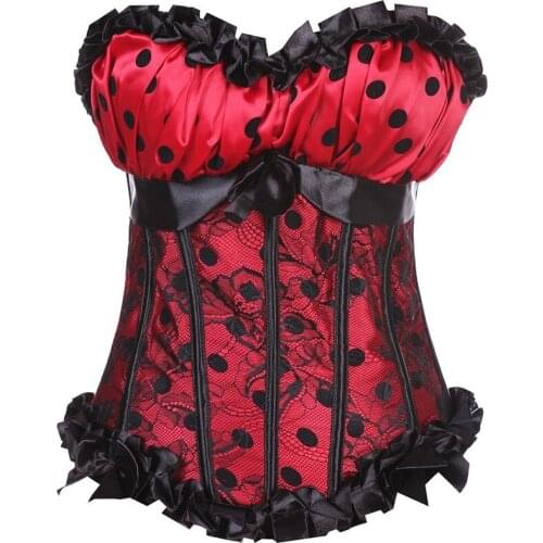 Victorian Style Overbust Corsets Lace Up Corsets With Bows