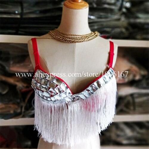 Fashion Sexy Lady Nightclub Party Mirror Dress Stage Performance Dance Team Bra Clothes Ballroom TV Show Catwalk Mirror Clothing
