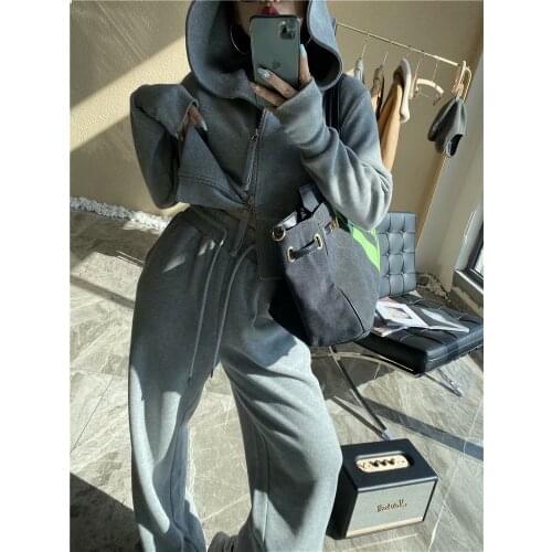 TRAF fashion European and American new high waist drawstring loose and thin, bound feet and plush sports casual pants Harlan wom