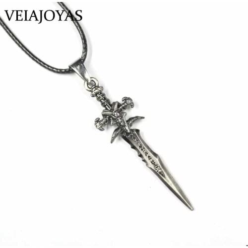 Trendy Jewelry Hot Game Warcraft Alsace Sword Pendants Necklace Vintage Frostmourne Alloy Weapon Pendant Jewelry Gifts for Men
