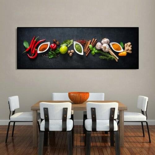Kitchen Themed Wall Art Decor Vegetables and seasoning In Table Canvas Paintings Food Cooking Ingredients Canvas Art Print Decor