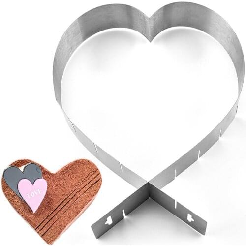 2019 New Stainless Steel Heart Adjustable Cake Mold Retractable Mousse Circle Ring Cake Tools Baking Accessories
