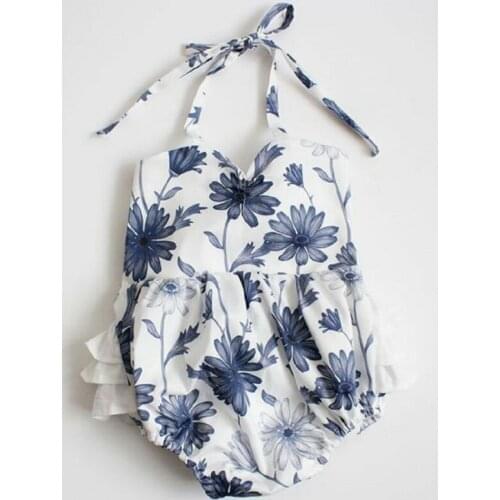 Newborn Baby Girl Floral Clothes Strap Romper Jumpsuit Summer Sleeveless Halter Baby Girl Clothes Outfit