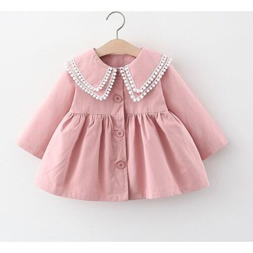 Baby Girls Long Sleeve Tassels Lapel Collar Solid Fashion Trench Childrens Outerwear Kids Casual Coat Casaco