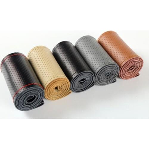 Genuine Leather Steering Wheel Cover Breathable Design/Auto Steering-Wheel Braid Case fit car suv diameter 38cm