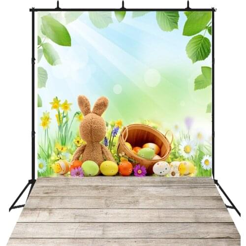 Easter backdrop spring flower sky colorful eggs grass rabbit bunny Photography background photo shoot studio props booth fabric