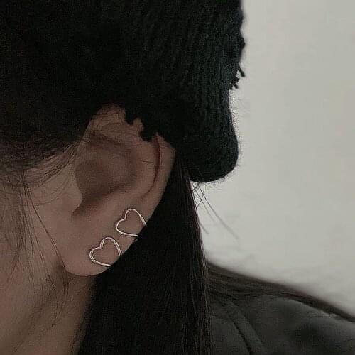 Hollow Heart Without Piercing Ear Cuff Earrings Small Silver Color Non Pierced Fake Cartilage Clip Earrings Jewelry for Women