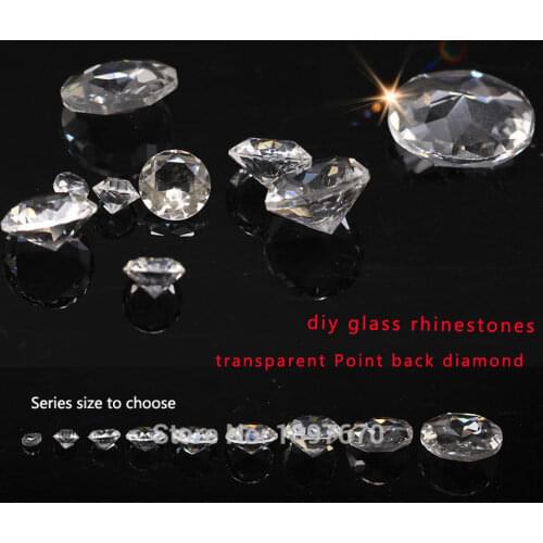 Transparent unfoiled round drill fancy stone point back Glass Crystal Jewelry beads nail art rhinestone necklace brooch making