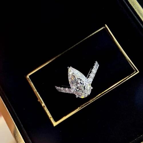 QTT Hot Sale Rings 2021 Trendy Engagement Water Drop Jewelry For Women AAA White Zircon Promise Ring Female Wedding Jewelry