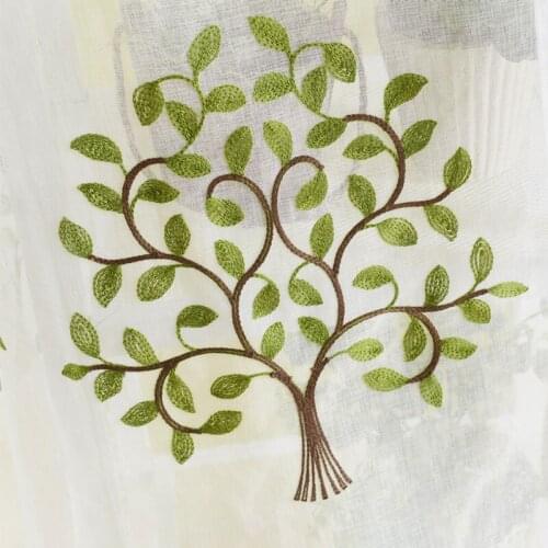 Luxury Green Brief Pastoral Embroidered Living Room Tulle Curtain Gauze for Kitchen Door Cortinas Sheer Quality