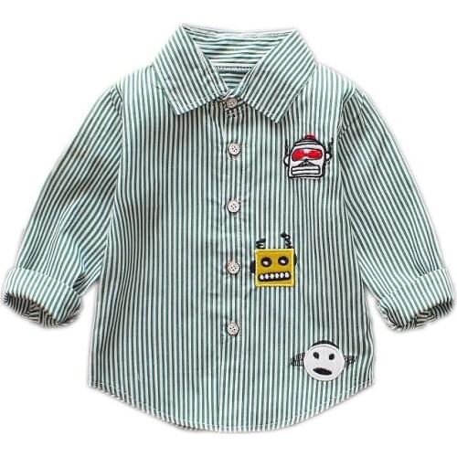 2021 Spring Summer Boy Shirt Long Sleeve Stripped Baby Tops Clothes Casual Cotton Kids Shirts for 0-4 Years Boys Clothes