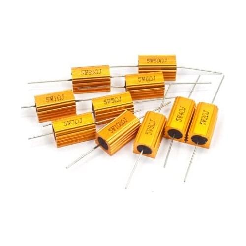 RX24 5W Watt Power Metal Shell Aluminium Gold Resistor 1R 2R 3R 4R 5R 6R 8R 10R 15R 20R 30R 50R 100R 220R 1K