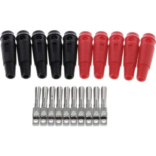 10 Pcs 32A 4mm Banana Plug High Current Insulated Shrouded Stackable Connector Soldering Type