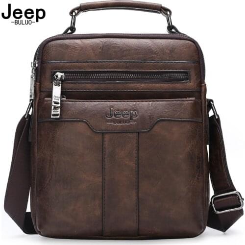 JEEP BULUO Hot Mens Crossbody Shoulder Bags Split Leather Handbag Fashion Business Man Messenger Bag High quality Tote