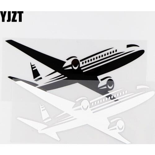 YJZT 17.5X7.5CM Interesting Airplane Vinyl Decal Aviation Pilot Car Stickers Car Window Art Decor Black / Silver 10A-0239