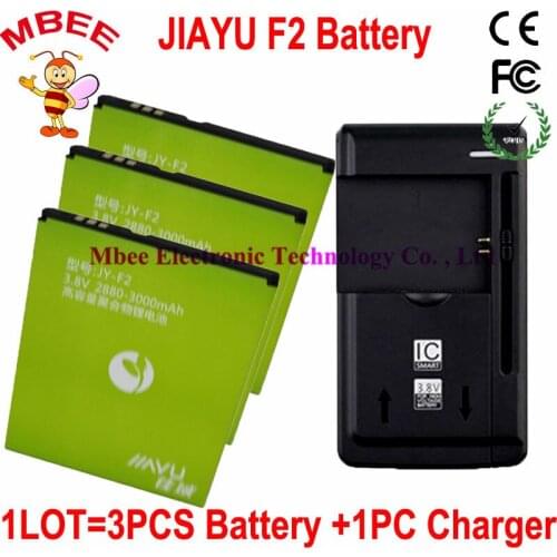 1LOT=1PC Desk Dock Charger +3PCS JY-F2 Battery JIAYU F2 Battery Batterie Bateria Batterij Accumulator AKKU PIL 2880-3000mAh
